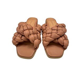 Vionic Kalina Slides Braided Sandals Size 7  Sand Slip on Shoes Arch Support NWO